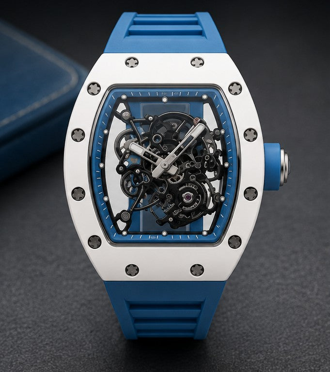Richard Mille RM 055 Blue & White Skeleton Watch