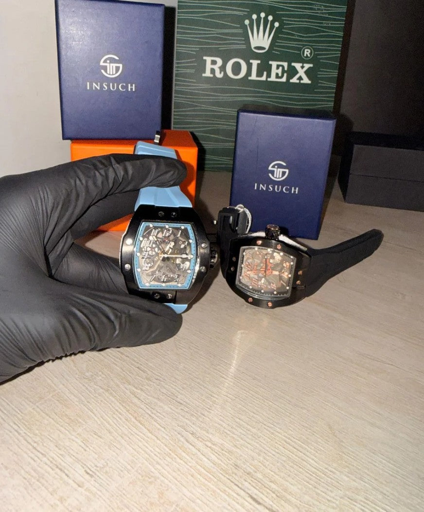 INSUCH Black Skeleton Luxury Watch