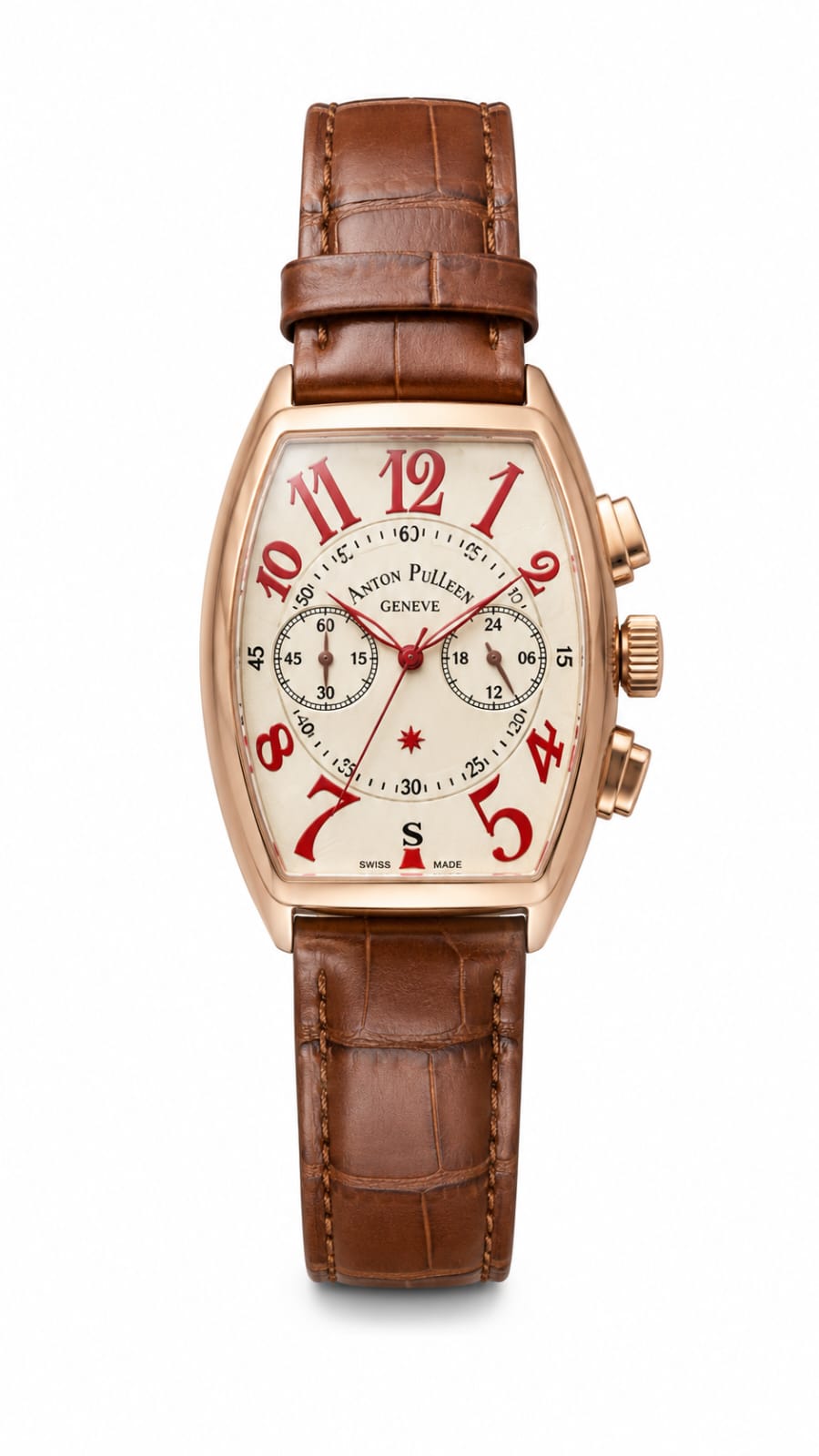 Classic Brown Tonneau Chronograph Watch