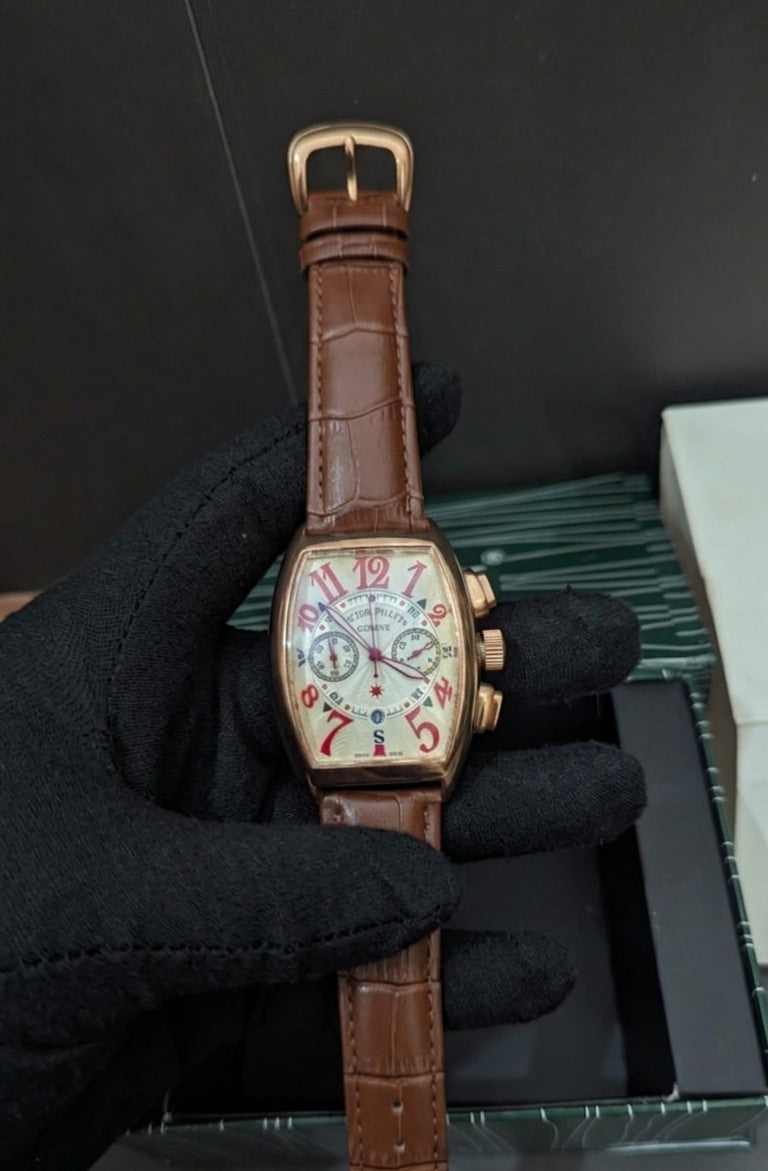 Classic Brown Tonneau Chronograph Watch